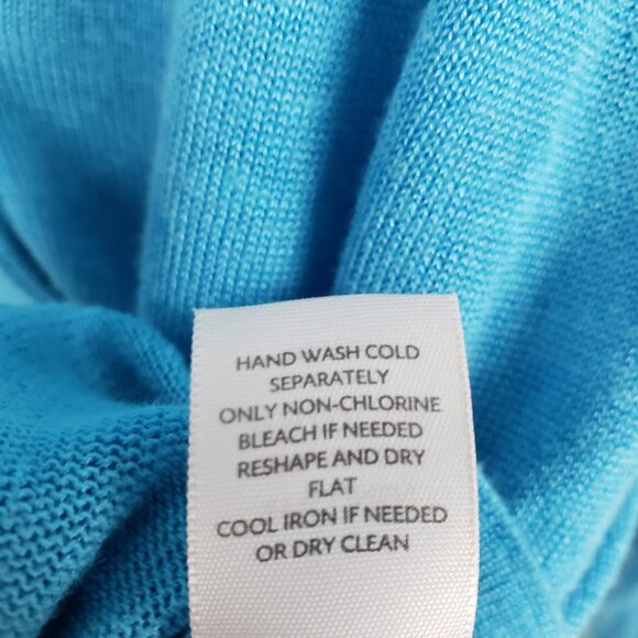 J Jill Linen Blend V-Neck Cardigan Cyan Blue Grandpa Boyfriend Size Medium - Picture 7 of 7